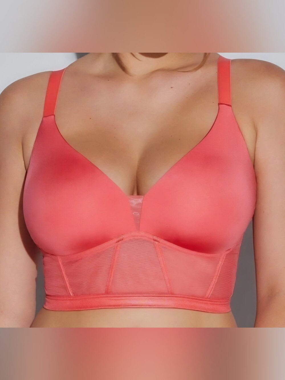 Cosabella Coral Longline Wireless Bra in Vibrant Coral Pink Curvy Collection